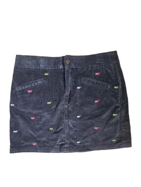 Vineyard Vines Womens Corduroy Mini  Skirt Navy BlueSize 2 Whale Print Logo